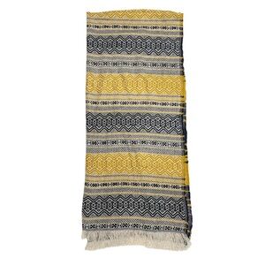 Zara Man Oversized Blanket Scarf in Yellow and Navy Pattern